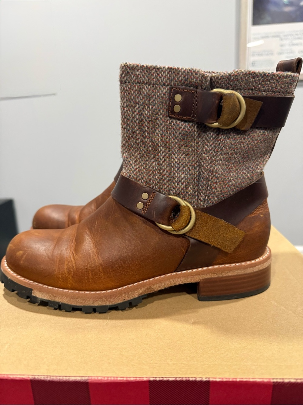 Women’s Brown Leather Buckle Boots